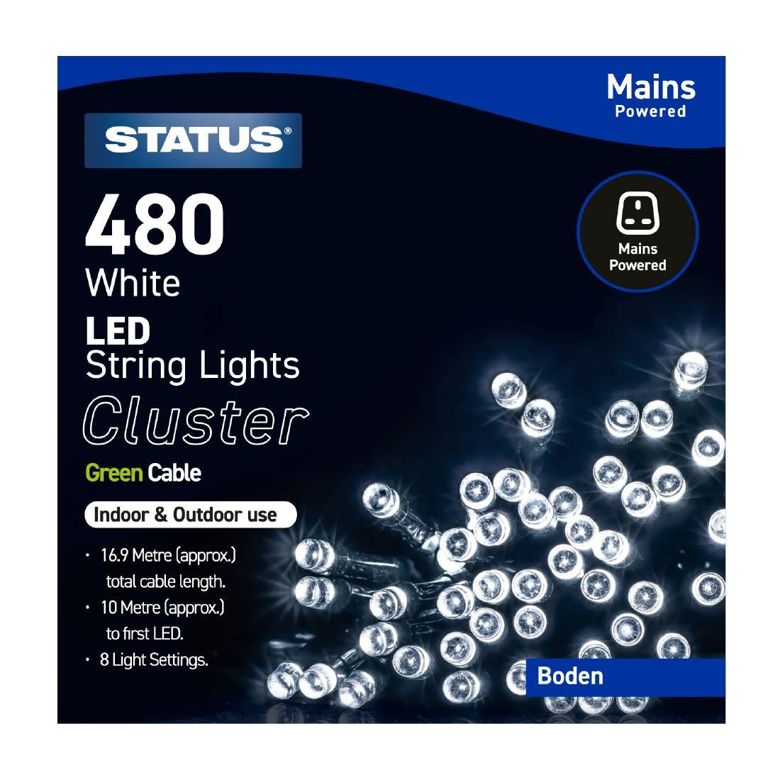 Status Boden 480 Cool White LED Indoor/Outdoor String Lights - HY746 Status