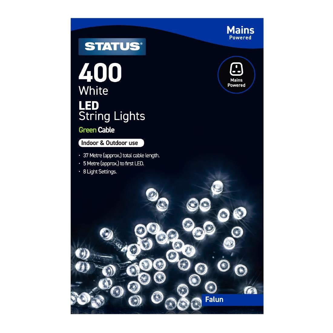 Status Falun 400 Cool White LED Indoor/Outdoor String Lights - HY747 Status