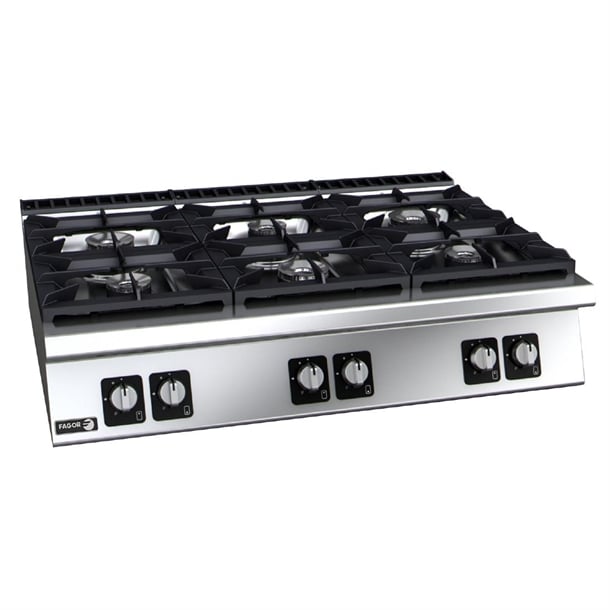 Fagor 900 Series 6 Burner Countertop High Power Gas Hob 50.2kW - HY826 Fagor