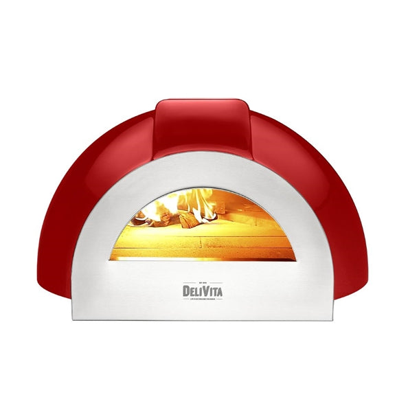 DeliVita Pro Dual Fuel Pizza Oven Chilli Red + Chimney - HZ250 DeliVita