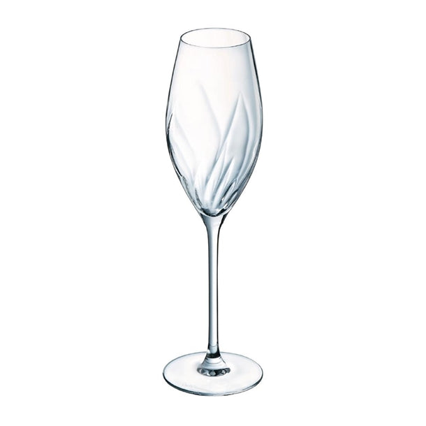 Cristal d'Arques Swirly Flute Glasses 240ml (Pack of 8) - HZ402 Wine Glasses Cristal d'Arques