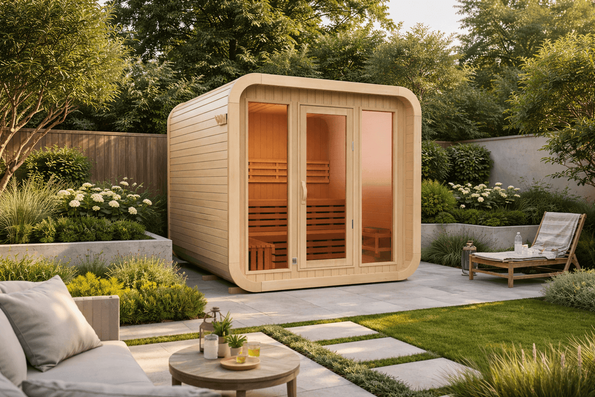 Kove 3-4 Person Spruce Cube Sauna with Front Porch & 6kW Electric Heater | KOVE-CUBE4 Outdoor Cube Saunas KOVE