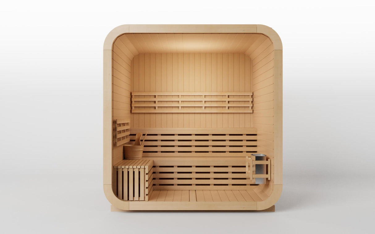 Kove 3-4 Person Spruce Cube Sauna with Front Porch & 6kW Electric Heater | KOVE-CUBE4 Outdoor Cube Saunas KOVE