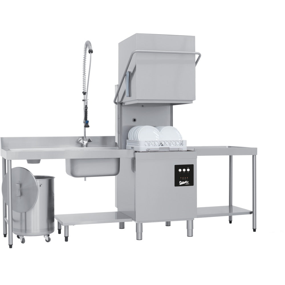 Prodis Entry Level Electromechincal 500mm Basket Hood Dishwasher, Gravity Drain | JET100 Pass Through Hood Dishwashers Prodis