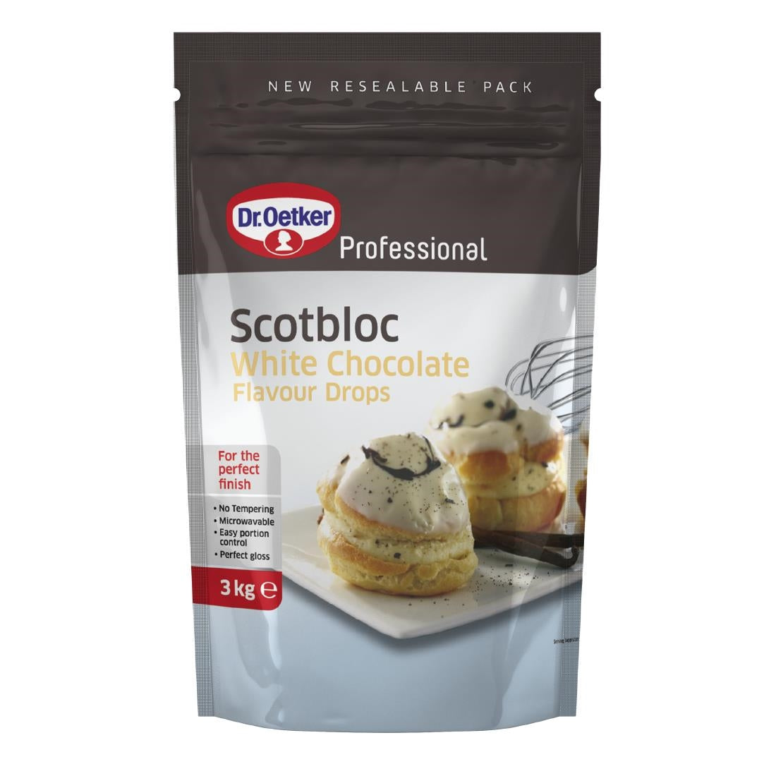 Dr Oetker Scotbloc White Chocolate Flavoured Drops 3kg - KA082 Dr Oetker