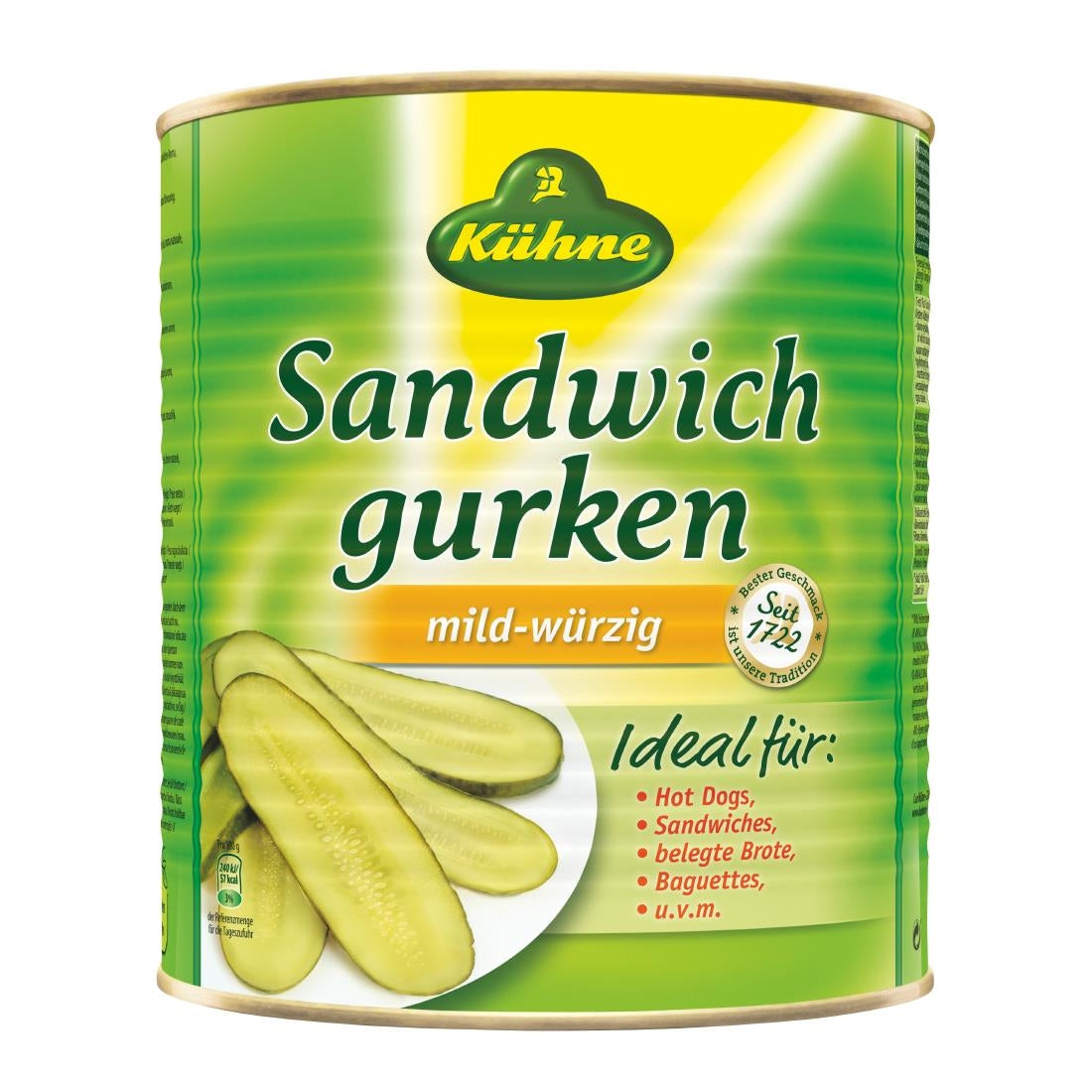 Kuhne Long Gherkin Slices 2.9kg (NDW 1.55kg) - KA096 Kuhne