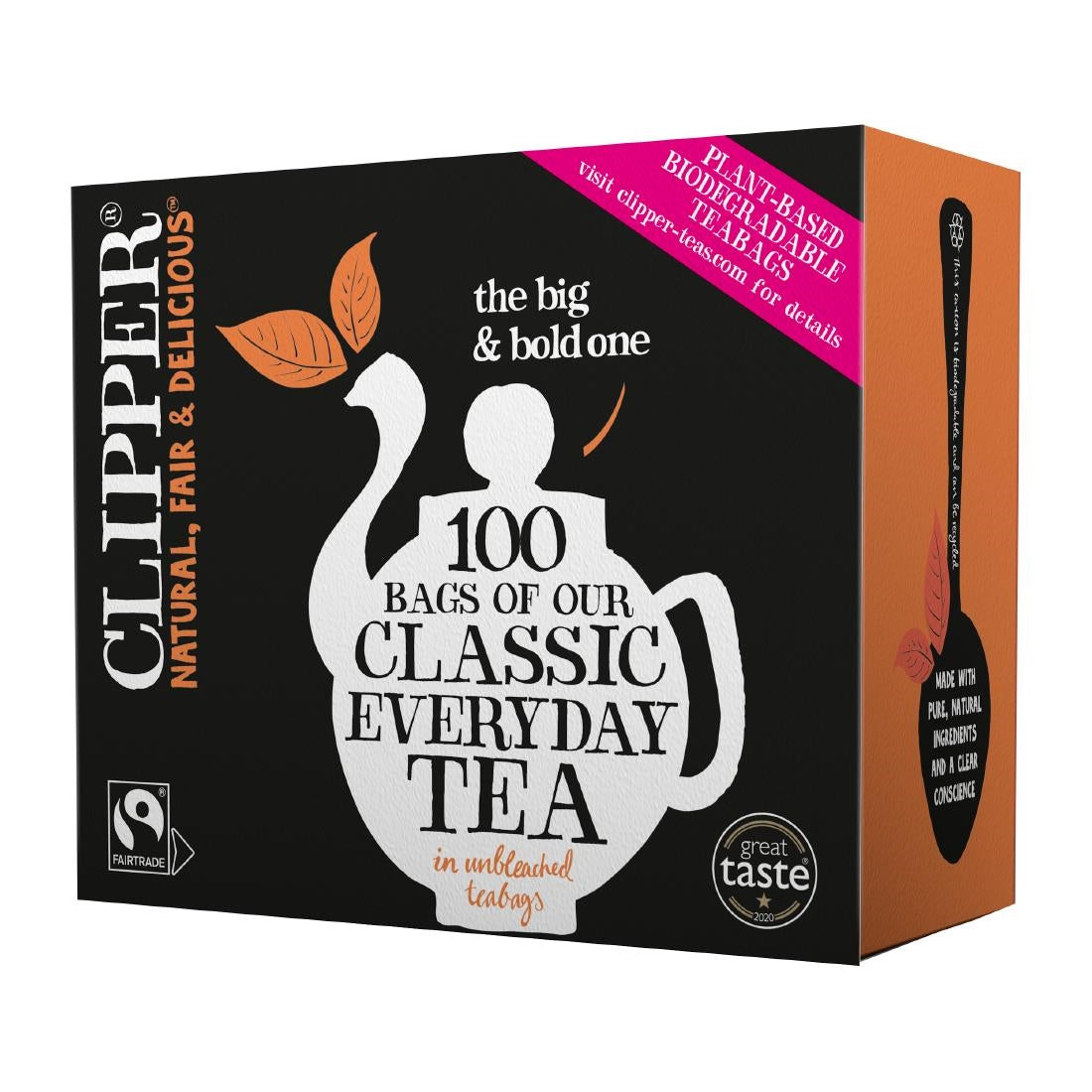 Clipper Fairtrade Classic Everyday Black Teabags - Envelope, String & Tag (Pack of 250) - KA502 Clipper