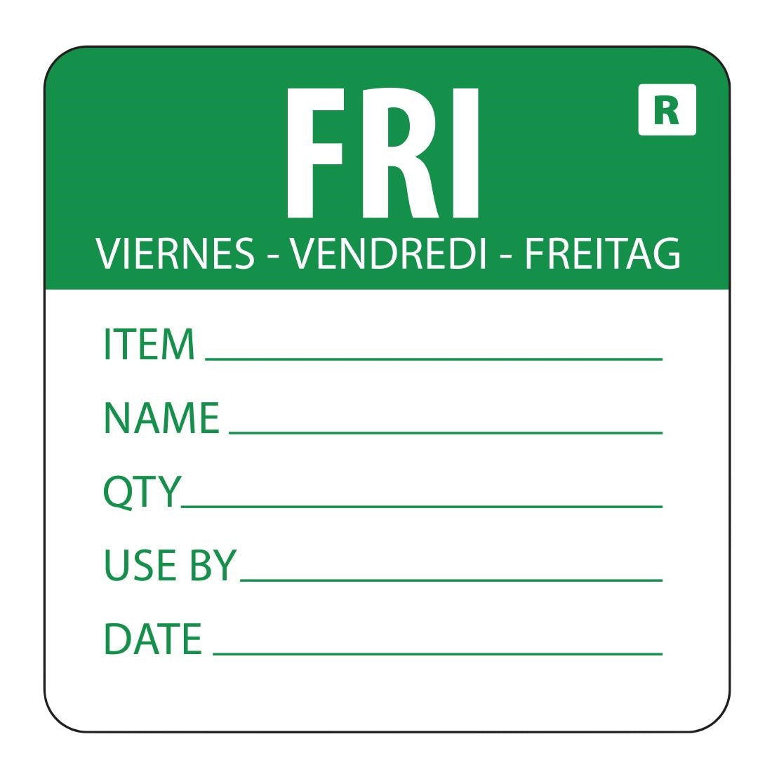 Hygiplas Removable Day of the Week Label Friday (Pack of 500) - L070 Hygiplas