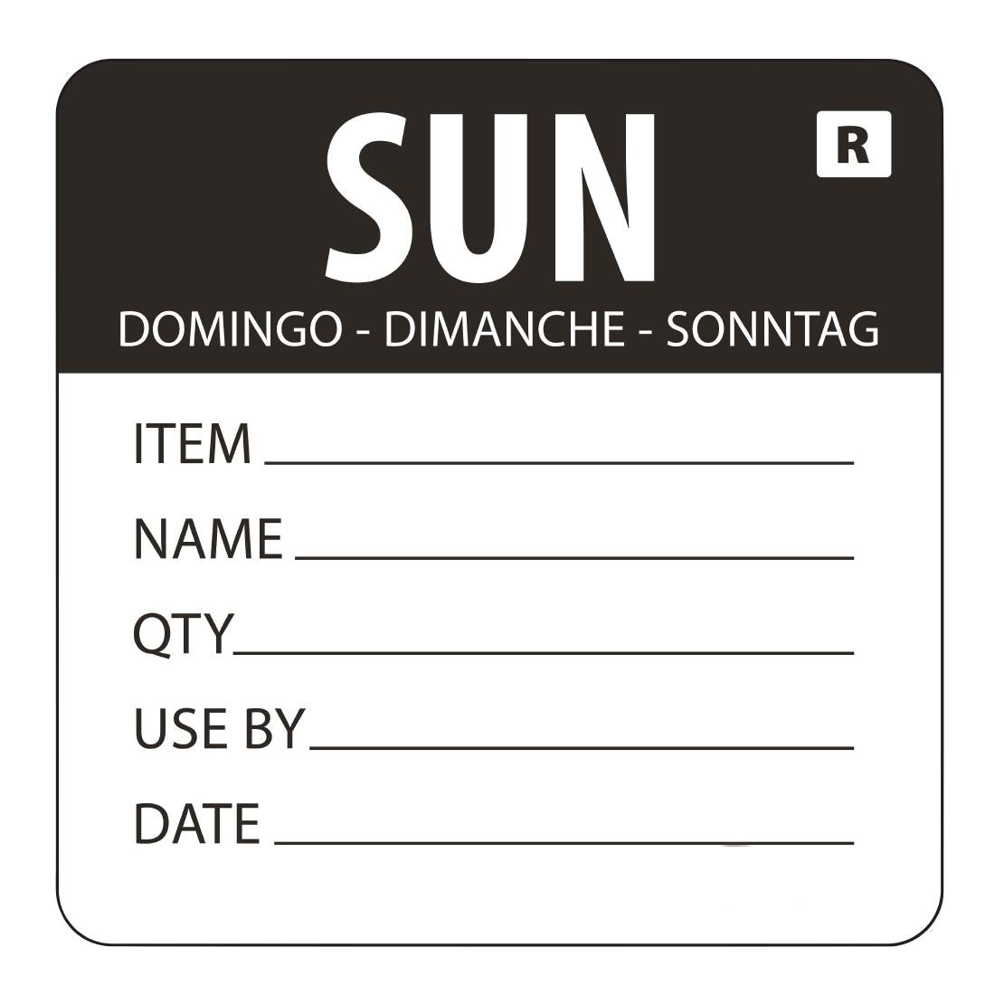Hygiplas Removable Day of the Week Label Sunday (Pack of 500) - L072 Hygiplas