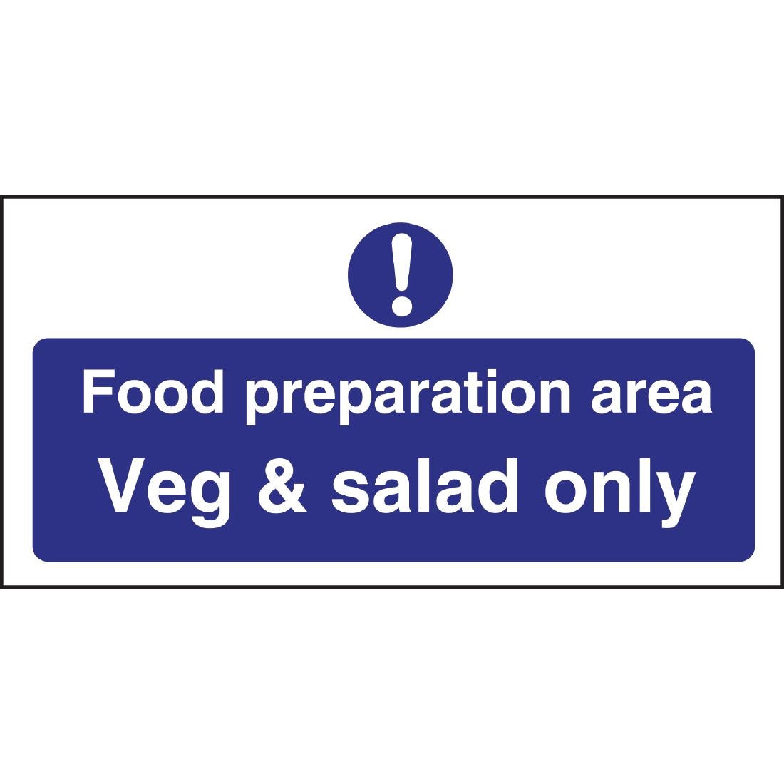 Vogue Food Preparation Area Veg And Salad Only Sign - L842 Vogue