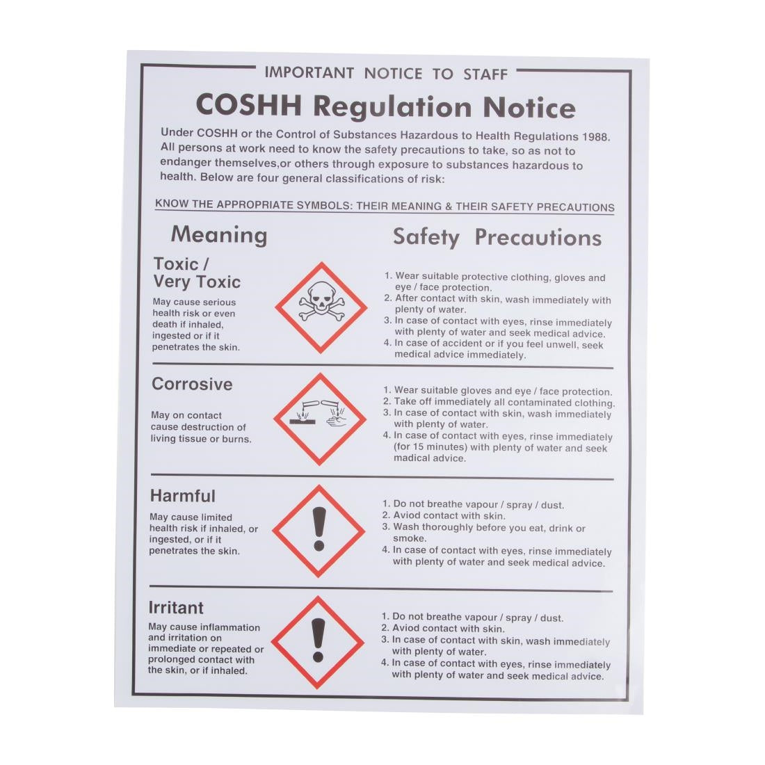 Vogue COSHH Regulations Sign - L903 Vogue