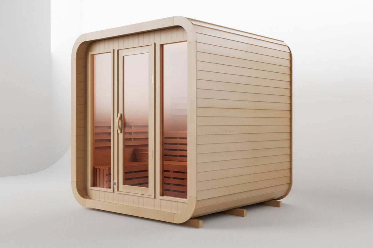 Kove 3-4 Person Spruce Cube Sauna with Front Porch & 6kW Electric Heater | KOVE-CUBE4 Outdoor Cube Saunas KOVE