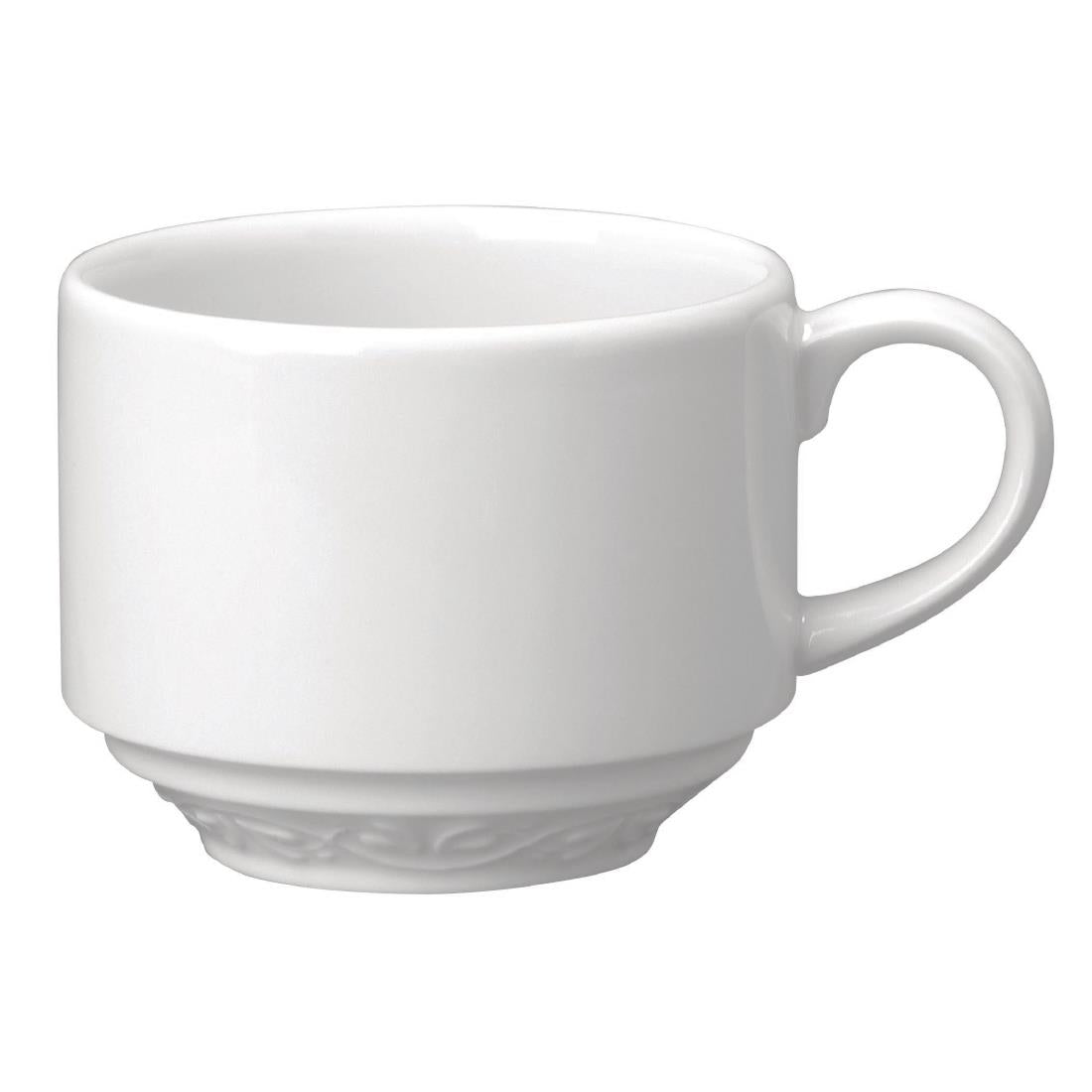 Churchill Chateau Blanc Stackable Tea Cups 199ml (Pack of 24) - M570 Cups and Mugs Churchill