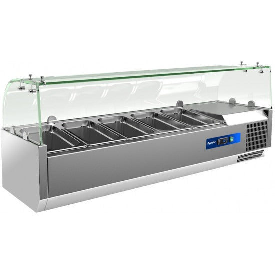 Prodis T15G 1500mm 6 x 1/3GN topping unit with glass top VRX Topping Units Prodis