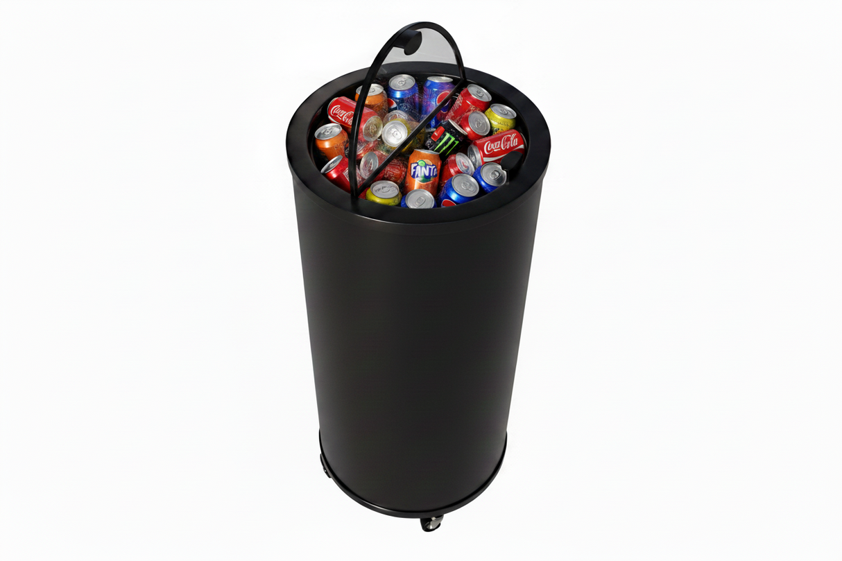 Empire Drinks Can Bottle Dump Impulse Barrel Mobile Cooler Black - EMP-CC77 Single Door Bottle Coolers Empire
