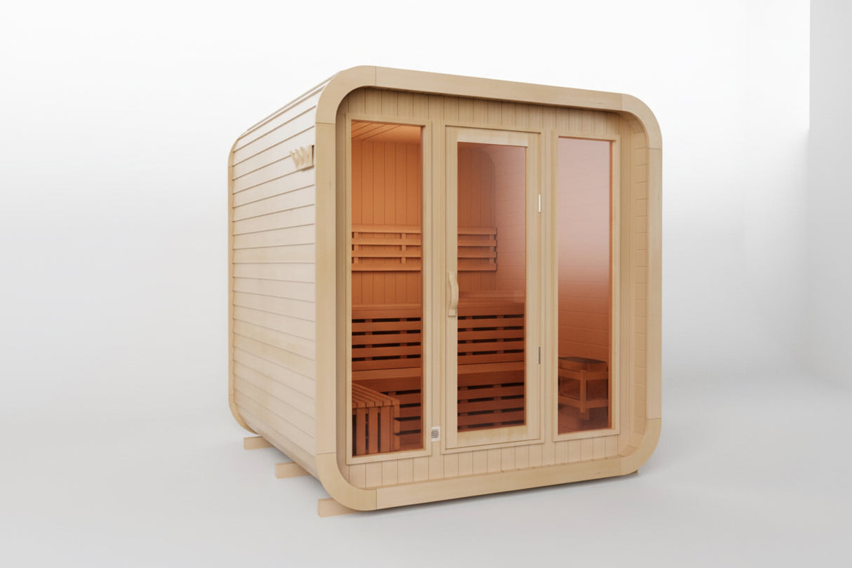 Kove 3-4 Person Spruce Cube Sauna with Front Porch & 6kW Electric Heater | KOVE-CUBE4 Outdoor Cube Saunas Kove Designs