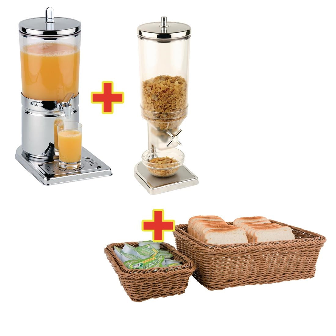 APS Breakfast Service Set with Cereal Dispenser, Juice Dispenser and Baskets - S957 APS