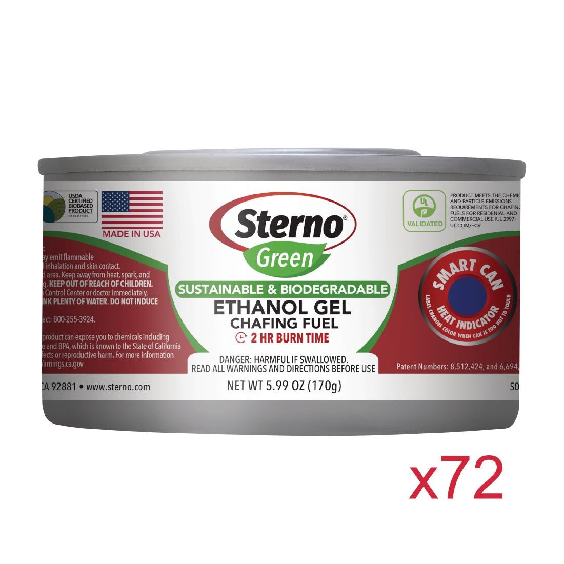 Sterno Green Ethanol Gel Chafing Fuel 2 Hour (Pack of 72) - SA607 Sterno