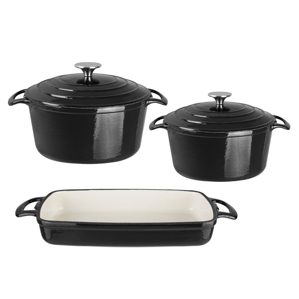Vogue Cook Like A Pro 3-Piece Cast Iron Casserole Dish Set - SA620 Vogue