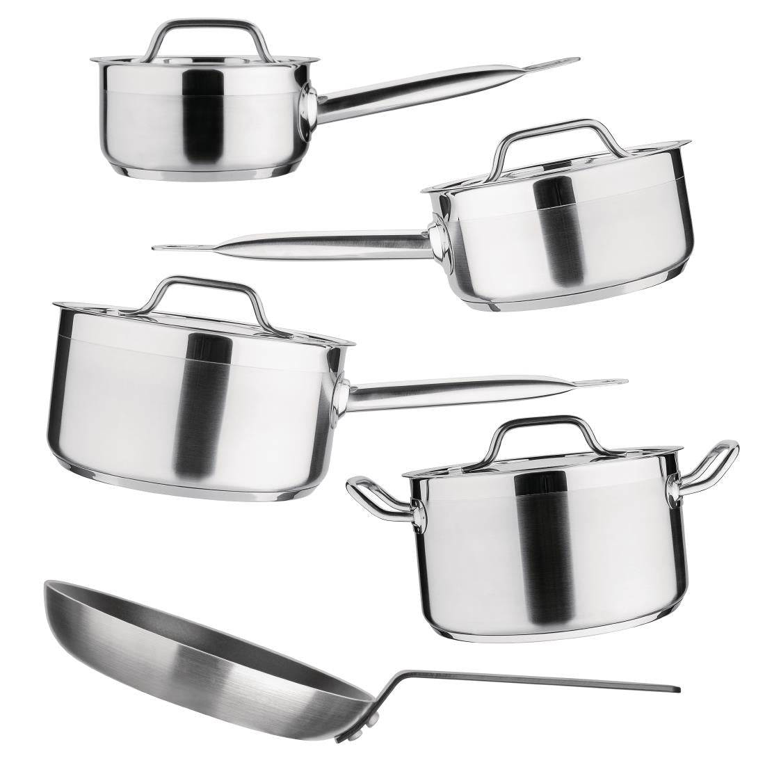 Nisbets Essentials Cook Like A Pro Stainless Steel & Aluminium 5-Piece Cookware Set - SA690 Casserole & Stew Pans Nisbets Essentials
