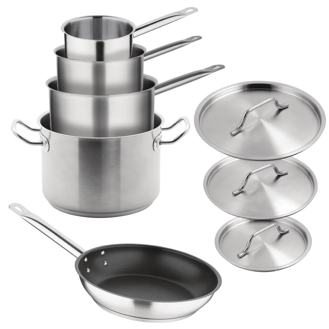 Vogue Cook Like A Pro 5-Piece Stainless Steel Cookware Set - SA693 Casserole & Stew Pans Vogue