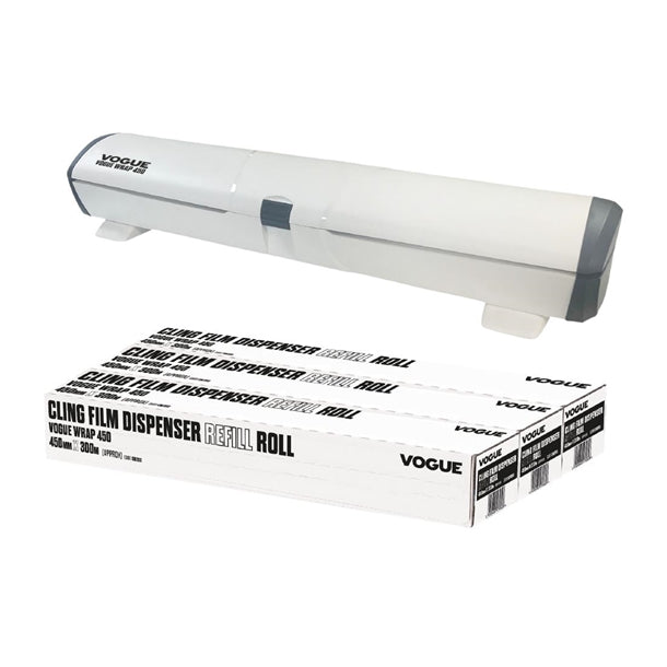 Vogue Wrap 450 Dispenser and Cling Film Refill Bundle - SA786 Vogue