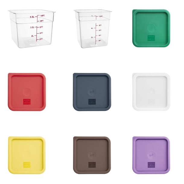 Hygiplas 5.5Ltr & 7Ltr Square Storage Bundle with 7 Colour Lids - SA795 Hygiplas