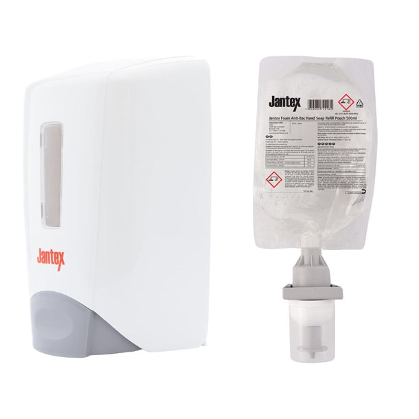 Jantex Manual Anti-Bac Soap Dispenser and Refill Bundle 500ml - SA813 Jantex