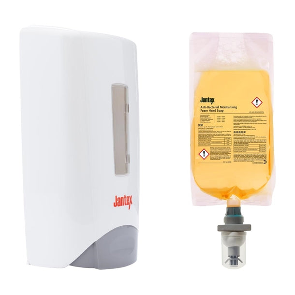 Jantex Manual Anti-Bac Soap Dispenser and Refill Bundle 1300ml - SA815 Jantex