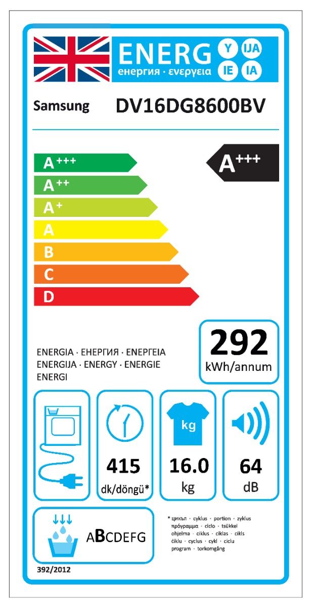 Samsung Heat Pump Tumble Dryer 16kg High Capacity A+++ Rated | DV16DG8600BV Commercial Tumble Dryers Samsung