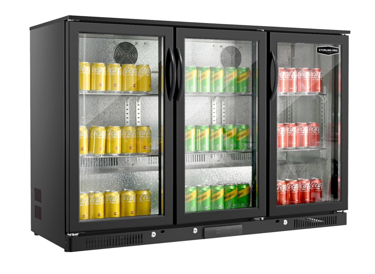 Sterling Pro Black Triple Door Hinged Bottle Cooler - SP3HC-BH Triple Door Bottle Coolers Sterling Pro