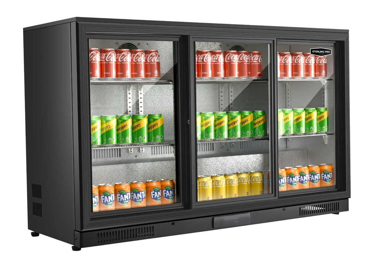 Sterling Pro SP3HC-BS Black Triple Door Sliding Bottle Cooler 300 Ltrs / 274 Bottles Triple Door Bottle Coolers Sterling Pro