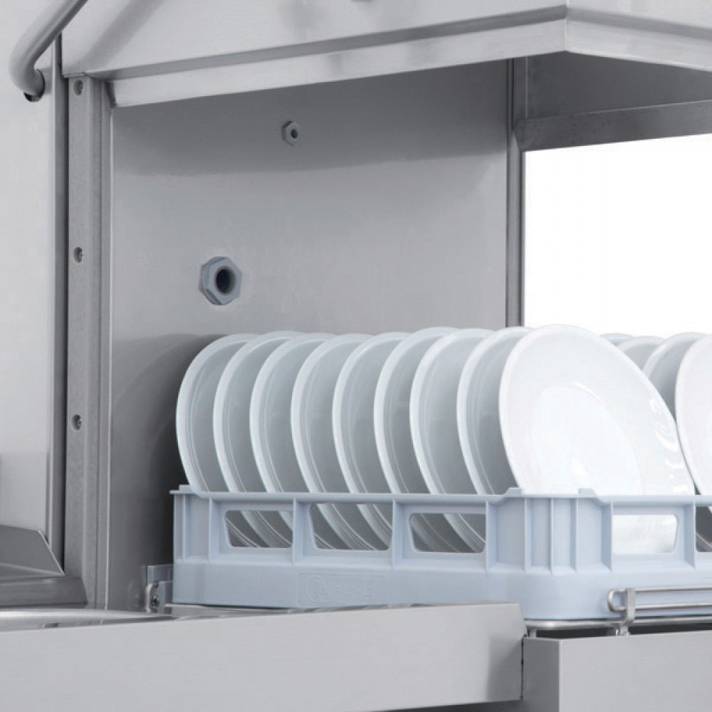 Prodis Entry Level Electromechincal 500mm Basket Hood Dishwasher, Gravity Drain | JET100 Pass Through Hood Dishwashers Prodis