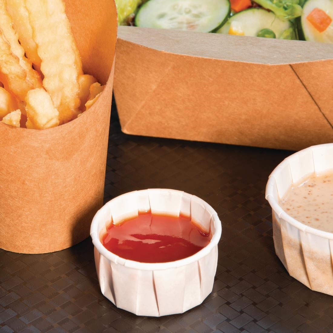 4 Aces Recyclable Paper Sauce Pots Medium 2oz (Pack of 250) - CX081 Condiment Pots & Soup Cups 4 Aces
