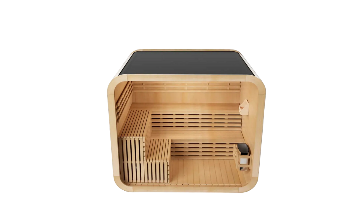 Kove 5-6 Person Spruce Cube Sauna with Front Porch & 8kW Electric Heater | KOVE-CUBE6 Outdoor Cube Saunas KOVE