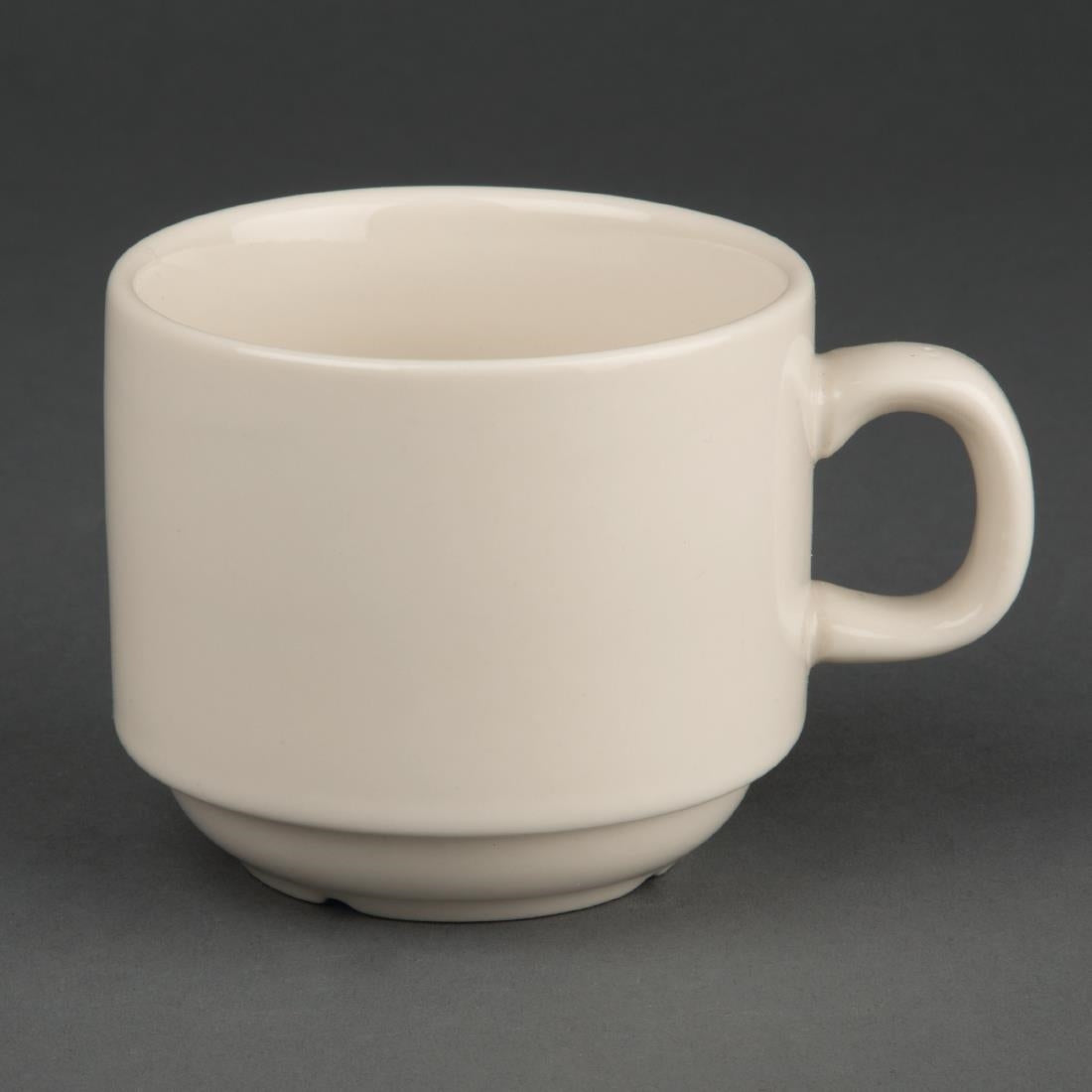 Olympia Ivory Stacking Tea Cups 206ml 7.5oz (Pack of 12) - U106 Cups and Mugs Olympia