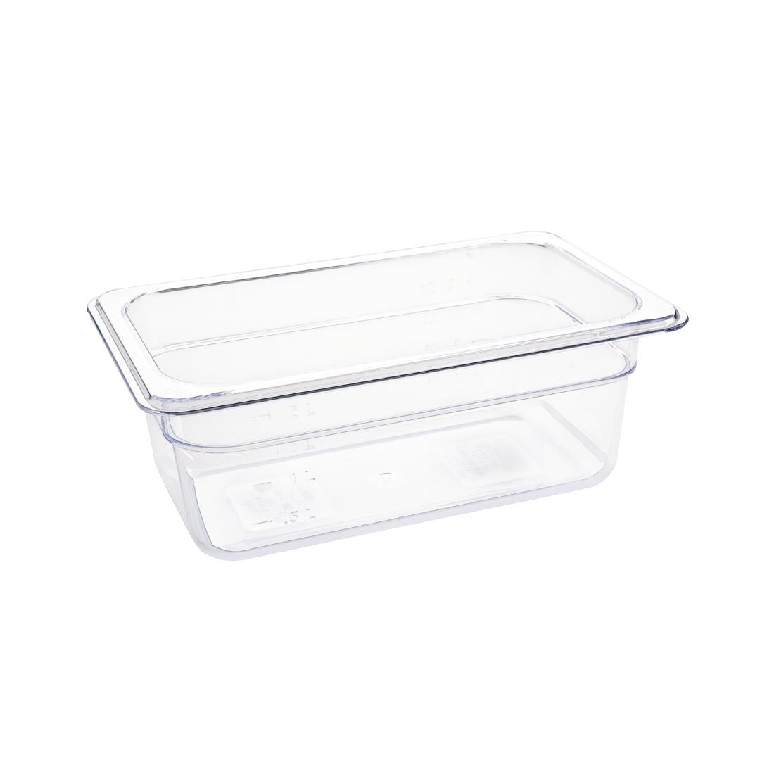 Vogue Polycarbonate 1/4 Gastronorm Container 100mm Clear - U237 Vogue