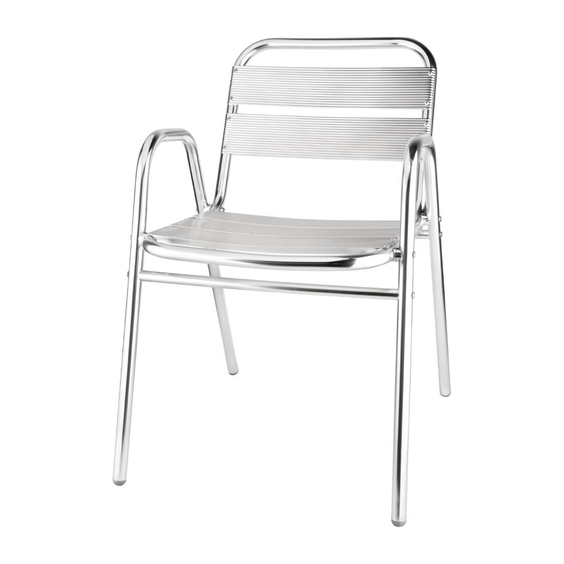 Bolero Aluminium Stacking Chairs Arched Arms (Pack of 4) - U501 Metal Dining Chairs Bolero