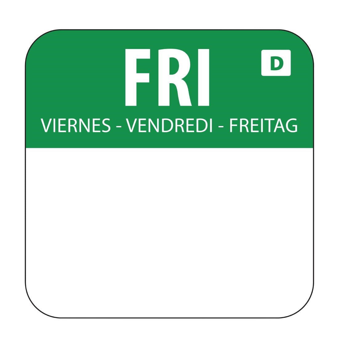 Hygiplas Dissolvable Food Rotation Labels Friday (Pack of 1000) - U781 Hygiplas
