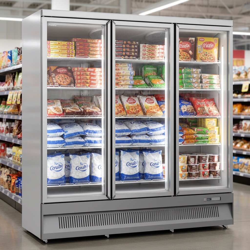 Prodis Heavy Duty Low Energy Triple Door Display Freezer | XPD1850-N-G-LE Upright Glass Door Freezers Prodis