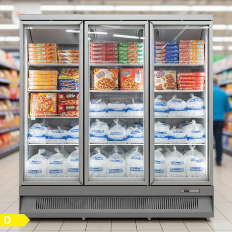 Prodis Heavy Duty Low Energy Triple Door Display Freezer | XPD1850-N-G-LE Upright Glass Door Freezers Prodis