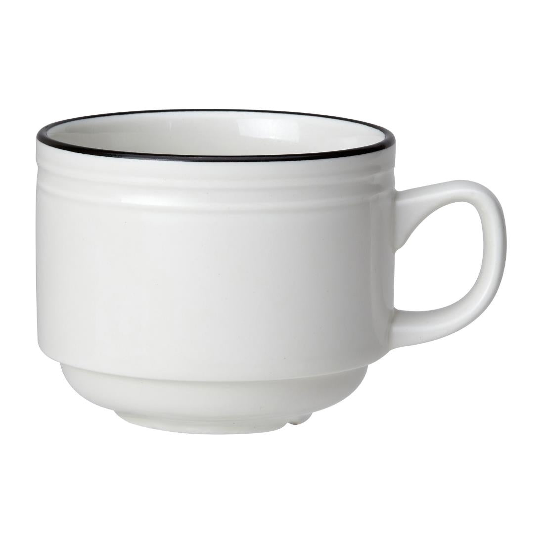 Steelite Bead Black Band Stacking Cups 200ml (Pack of 12) - VV2681 Cups and Mugs Steelite