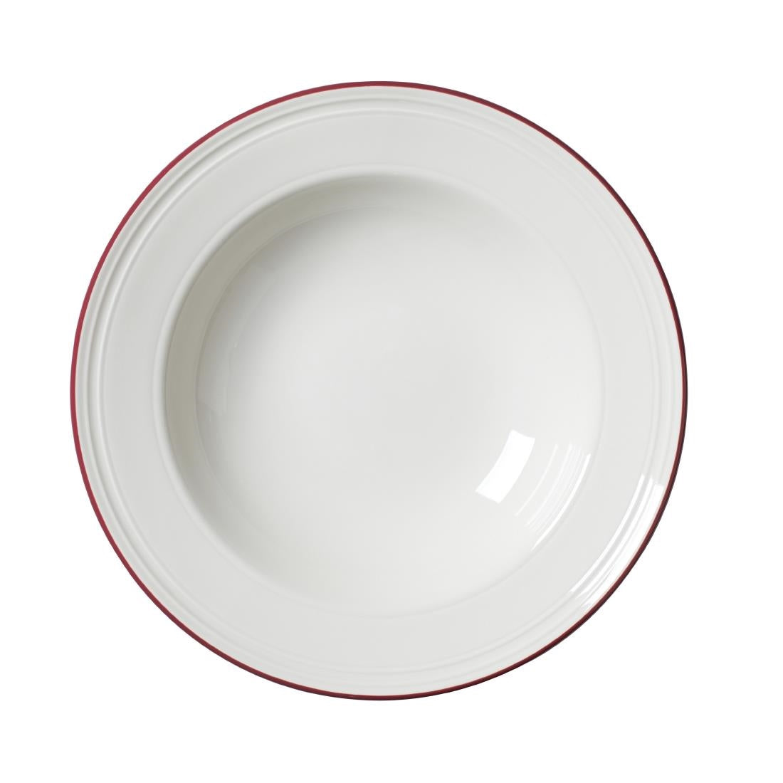 Steelite Bead Maroon Band Pasta Plates 240mm (Pack of 12) - VV2690 Plates Steelite