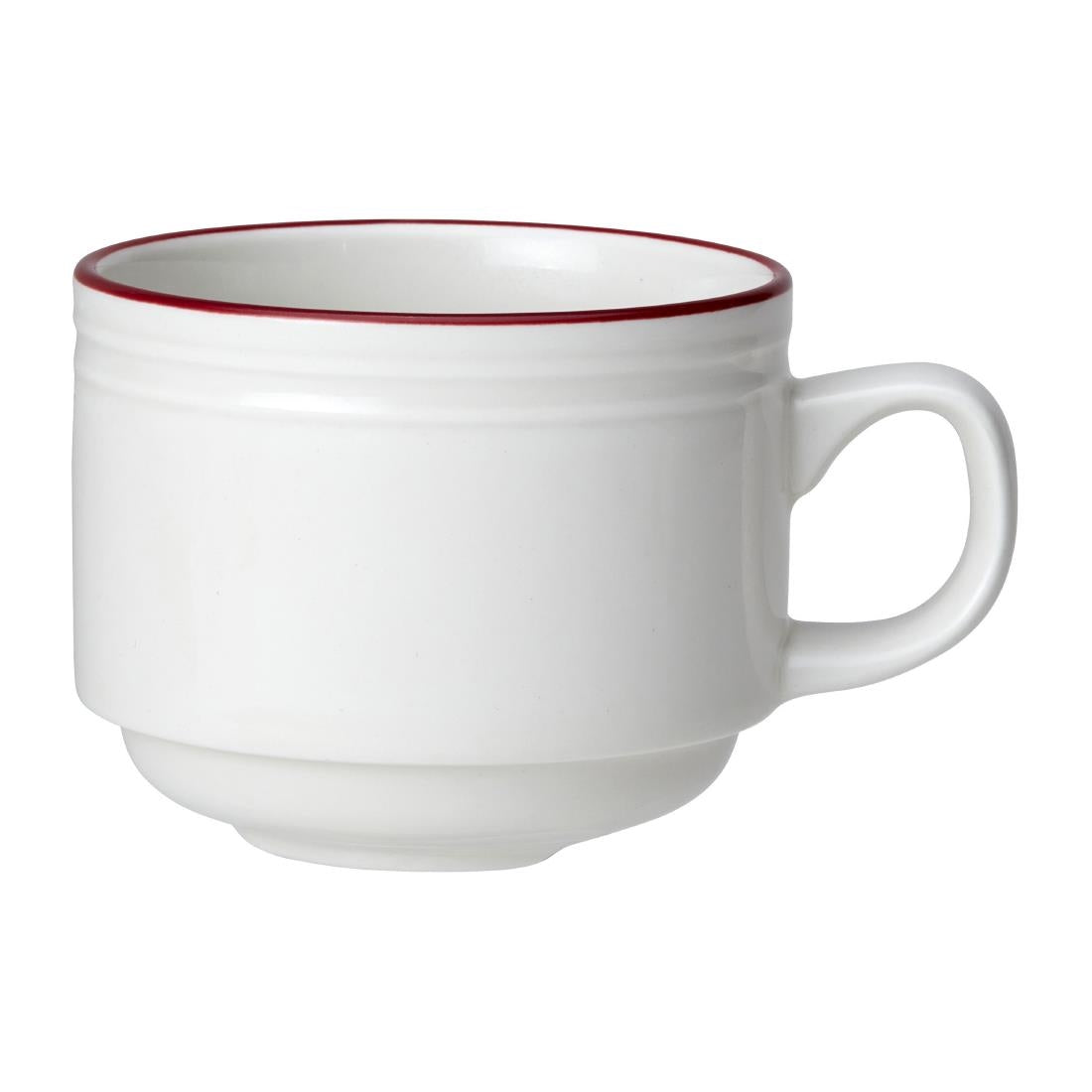 Steelite Bead Maroon Band Stacking Cups 200ml (Pack of 12) - VV2692 Cups and Mugs Steelite
