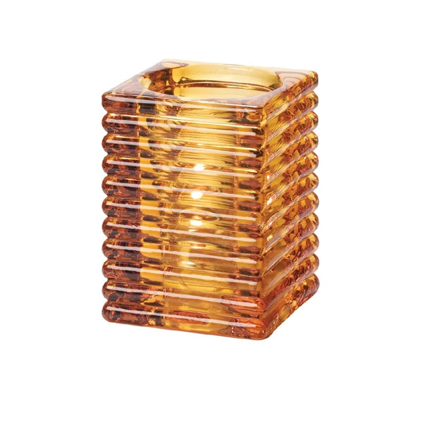 Hollowick Horizontal Rib Block Amber Glass Lamp 73mm x 105mm (Pack of 6) - VV4026 Hollowick