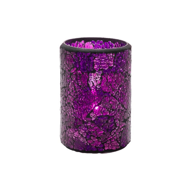 Hollowick Blue & Purple Crackle Glass Cylinder Lamp 80mm x 102mm (Pack of 24) - VV4046 Hollowick