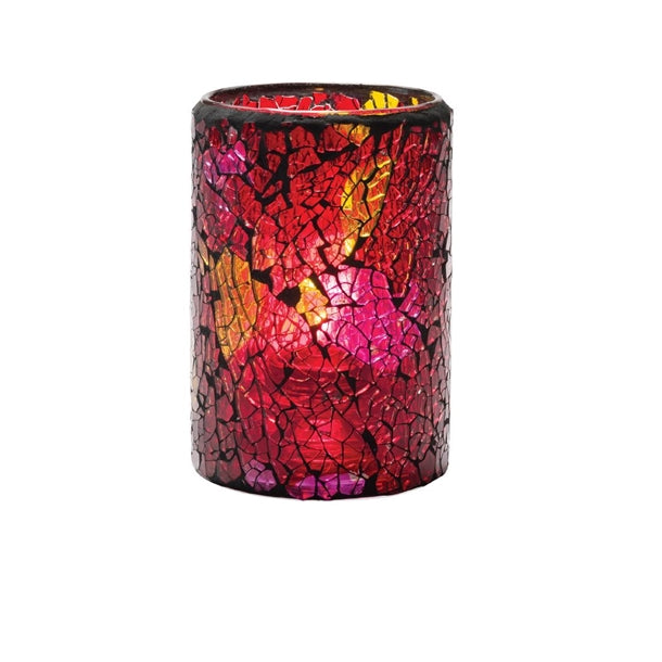Hollowick Red & Gold Crackle Glass Cylinder Lamp 80mm x 144mm (Pack of 24) - VV4048 Hollowick