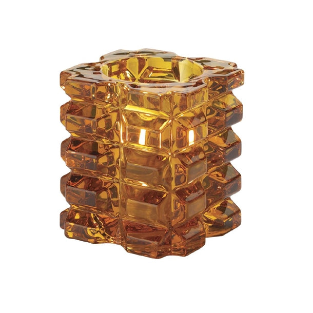 Hollowick Faceted Cube Amber Glass Votive 76mm x 83mm (Pack of 6) - VV4060 Hollowick