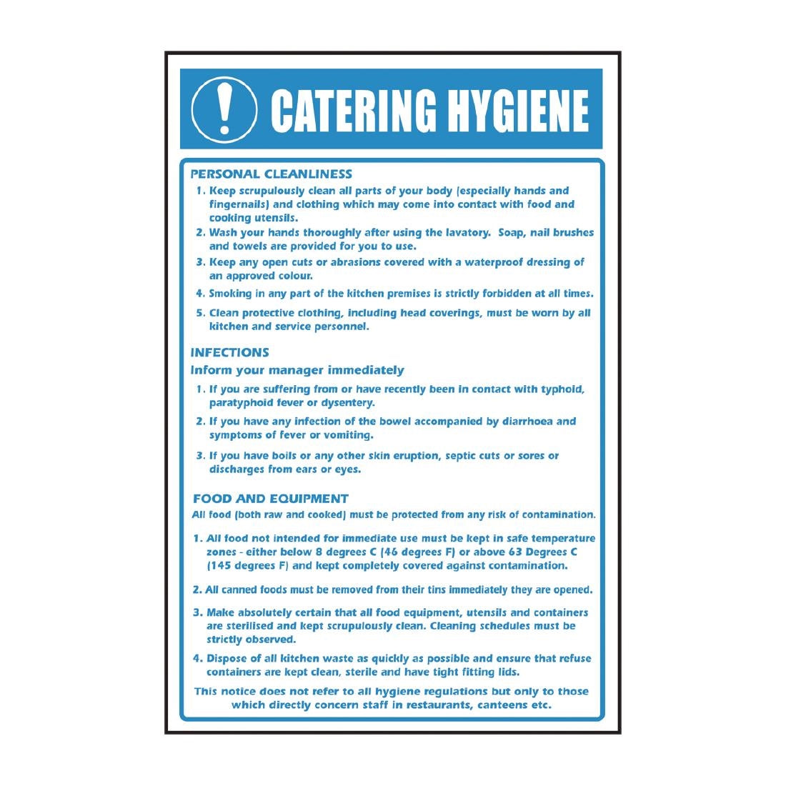 Vogue Catering Hygiene Guidelines Sign - W361 Vogue