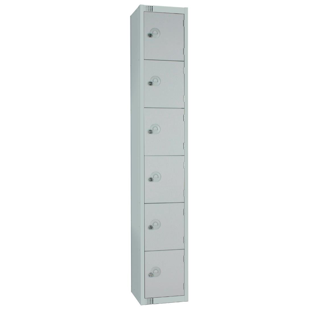 Elite Six Door Camlock Locker with Sloping Top Grey - W933-CS Steel Lockers 300mm Deep Elite Lockers